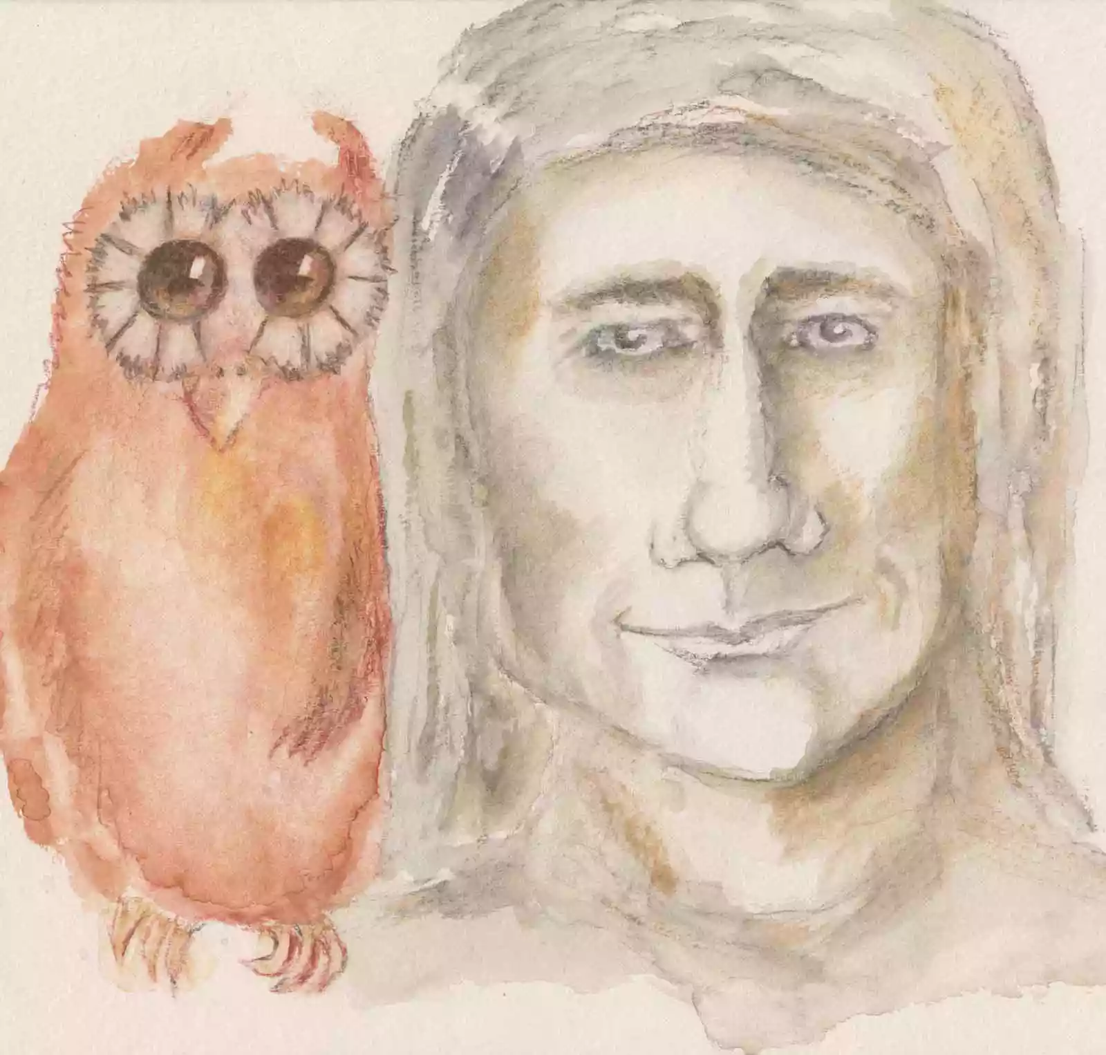 Spirit Guide Porträt mit Eule auf der Schulter als Symbol für Weisheit und geistige Führung