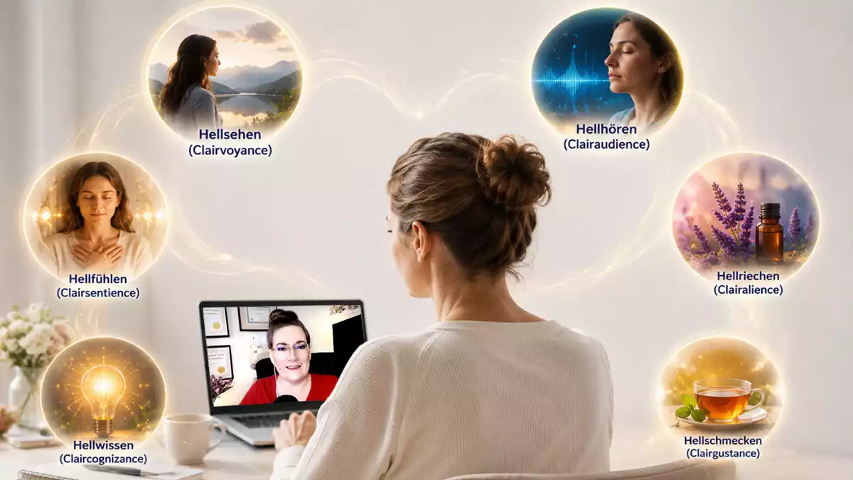 medialitaet-lernen-online-seminar-Hellsinne Teilnehmerin in einem Online-Seminar zur Entwicklung von Medialität, Intuition und Hellsinnen
